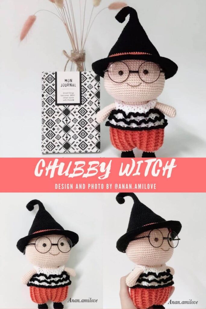 Chubby Halloween witch crochet amigurumi pattern