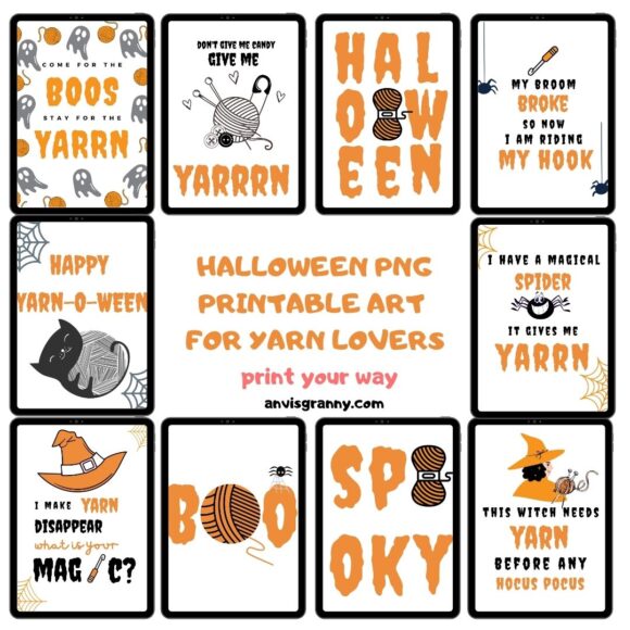 Halloween Printable Art – 10 Unique designs for yarn lovers
