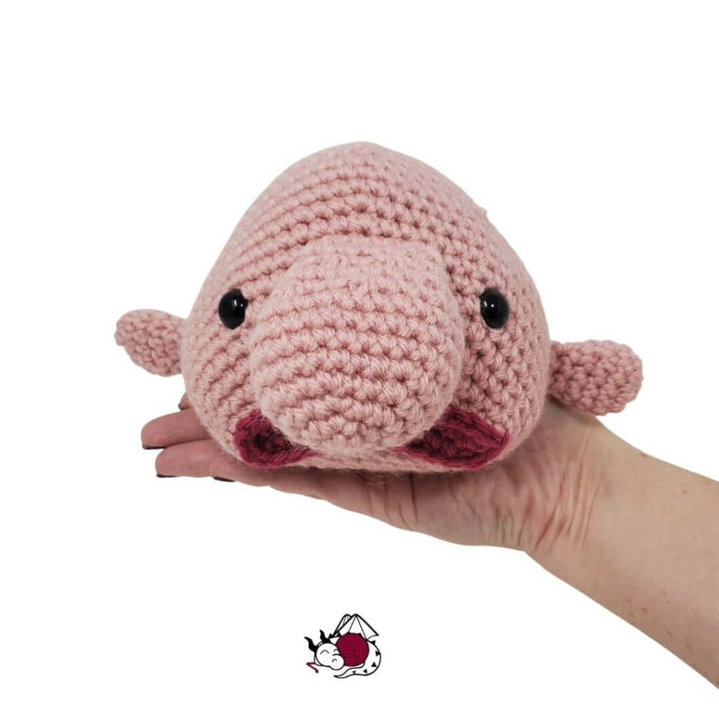 Hubert the no sew crocheted blobfish amigurumi